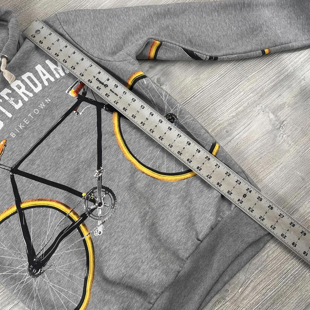 Fox Originals Amsterdam Hoodie Mens Medium Gray Road Bike Graphic AOP EUC - Picture 5 of 7